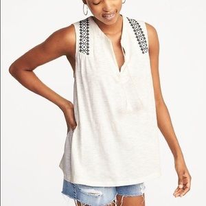 relaxed sleeveless tassel tie top old navy